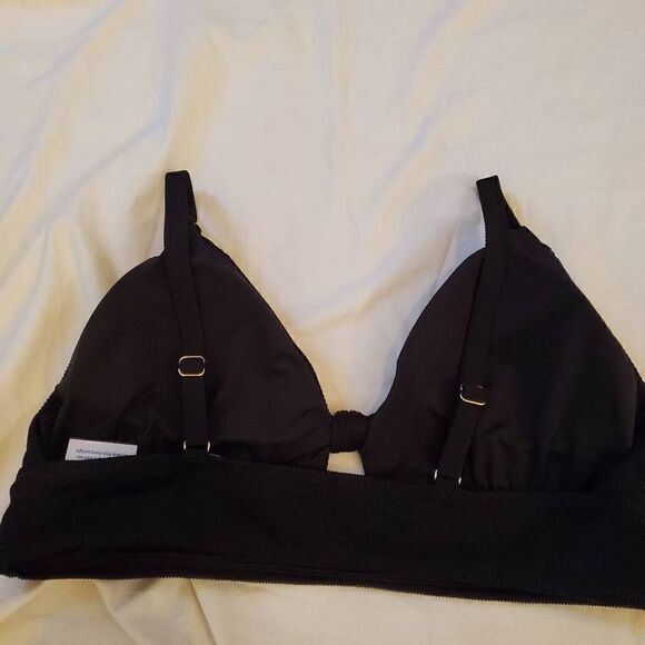 NWT Wave Zone Black Ribbed Bikini Top 2X - Picture 5 of 8